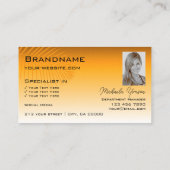 シックなオレンジ色のグラデーションパームリーフモノグラムと写真 名刺 (裏面)