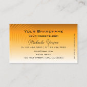 シックなオレンジ色のグラデーションパームリーフモノグラムシンプル 名刺 (裏面)