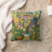 シックなオレンジ色のシチリアの柑橘類のコラージュフローラタイル クッション (ブランケット)