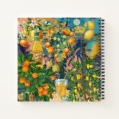シックなオレンジ色のシチリアの柑橘類のコラージュフローラタイル ノートブック (裏面)