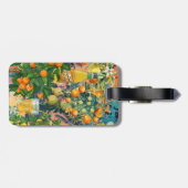 シックなオレンジ色のシチリアの柑橘類のコラージュフローラタイル ラゲッジタグ (裏面横)