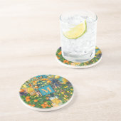 シックなオレンジ色のターコイズシチリアの柑橘系コラージュ コースター (側面)