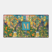 シックなオレンジ色のターコイズシチリアの柑橘系コラージュ デスクマット (正面)