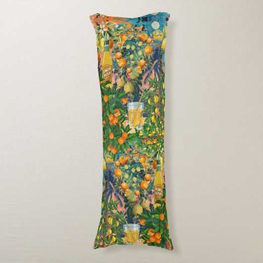 シックなオレンジ色のターコイズシチリアの柑橘系コラージュ ボディピロー (正面縦)
