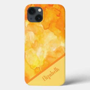 シックなオレンジ色の水パーソナライズされた色 iPhone 13ケース