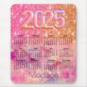 シックなオンブルローズゴールド2025モノグラムカレンダー マウスパッド (正面)