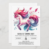 シックなオンラインホース誕生日 招待状 (正面/裏面)