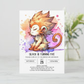 シックなオンラインモンキー誕生日 招待状 (スタンド正面)