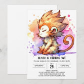 シックなオンラインモンキー誕生日 招待状 (正面/裏面)