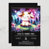 シックなオンライン牛誕生日 招待状 (正面/裏面)