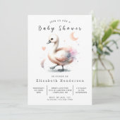 シックなオンライン白鳥の赤ちゃんシャワー 招待状 (スタンド正面)