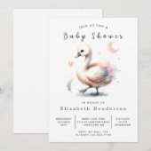 シックなオンライン白鳥の赤ちゃんシャワー 招待状 (正面/裏面)