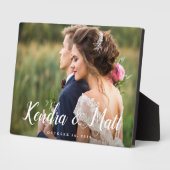 シックなオーバーレイ |パーソナライズされたの結婚写真 フォトプラーク (側面)