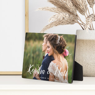 シックなオーバーレイ  パーソナライズされたの結婚写真 フォトプラーク