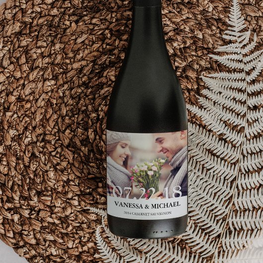 シックなオーバーレイ |結婚式の引き出物フォトワインラベル ワインラベル