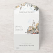 シックなオーランドフロリダスカイラインウォーター結婚カラー オールインワン招待状 (外側)