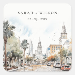 シックなオーランドフロリダスカイラインウォーター結婚カラー スクエアシール