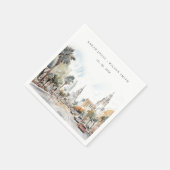 シックなオーランドフロリダスカイラインウォーター結婚カラー スタンダードカクテルナプキン (角)