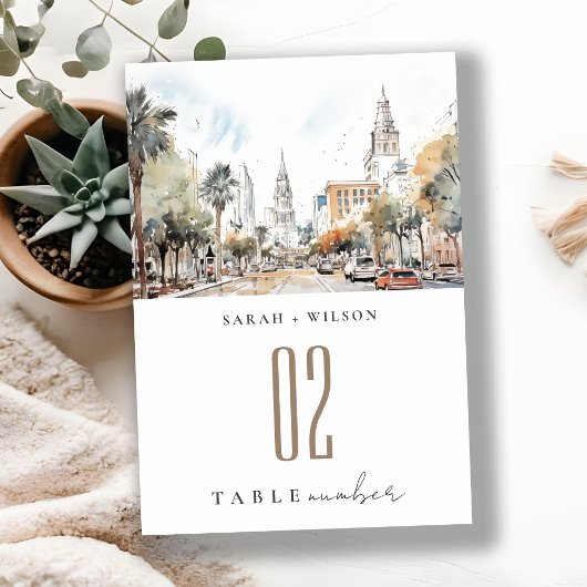 シックなオーランドフロリダスカイラインウォーター結婚カラー テーブルナンバー