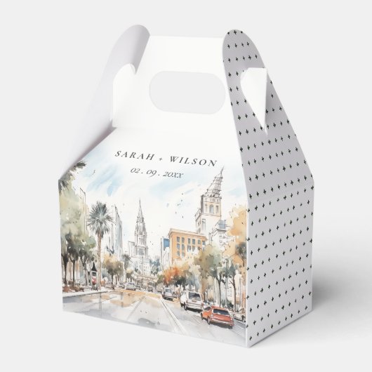 シックなオーランドフロリダスカイラインウォーター結婚カラー フェイバーボックス (正面サイド)