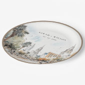 シックなオーランドフロリダスカイラインウォーター結婚カラー ペーパープレート (アングル)