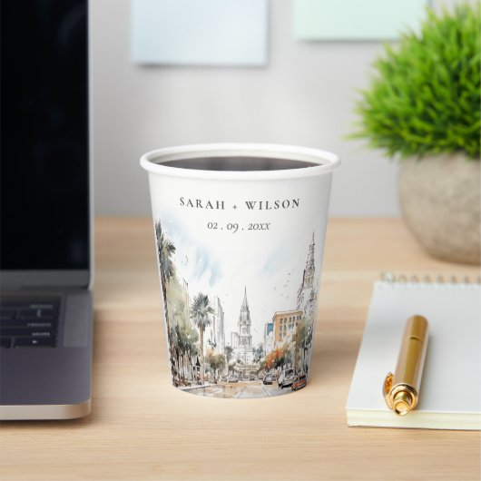 シックなオーランドフロリダスカイラインウォーター結婚カラー 紙コップ (インサイチュ)