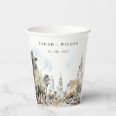 シックなオーランドフロリダスカイラインウォーター結婚カラー 紙コップ (裏面)