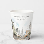 シックなオーランドフロリダスカイラインウォーター結婚カラー 紙コップ (正面)