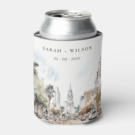 シックなオーランドフロリダスカイラインウォーター結婚カラー 缶クーラー (缶正面)