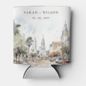 シックなオーランドフロリダスカイラインウォーター結婚カラー 缶クーラー (正面)