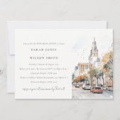 シックなオーランドフロリダスカイラインリハーサルディナー 招待状 (正面)