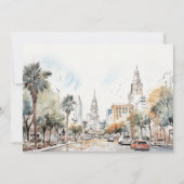 シックなオーランドフロリダスカイラインリハーサルディナー 招待状 (裏面)