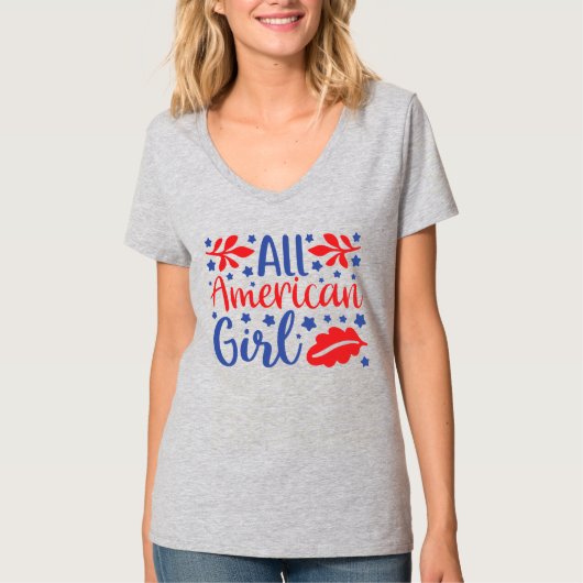 シックなオールアメリカンガールティー Tシャツ (正面)