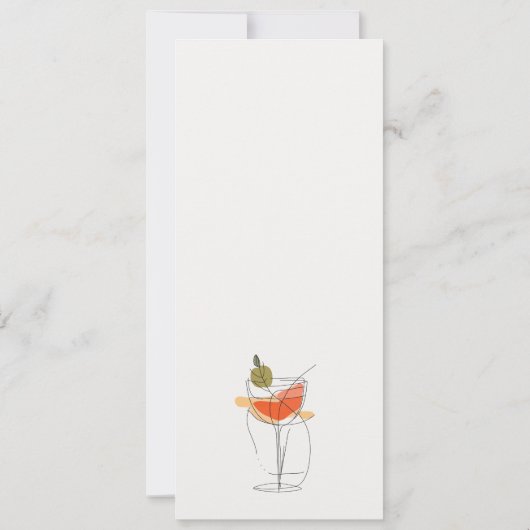 シックなカクテルワインラインスケッチ結婚のメニューカード 招待状 (裏面)