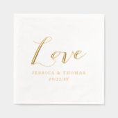 シックなカスタムウェディングラブテンプレート 箔ナプキン (正面)