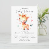 シックなカスタムキリン赤ちゃんシャワー 招待状 (スタンド正面)