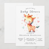 シックなカスタムキリン赤ちゃんシャワー 招待状 (正面/裏面)