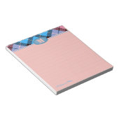 シックなカスタムスクリプトモノグラムプレイドジーンズピンク裏地 ノートパッド (アングル)