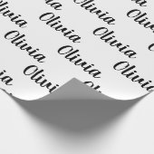 シックなカスタムパーソナライズされた名ホワイト&ブラック ラッピングペーパー (角)