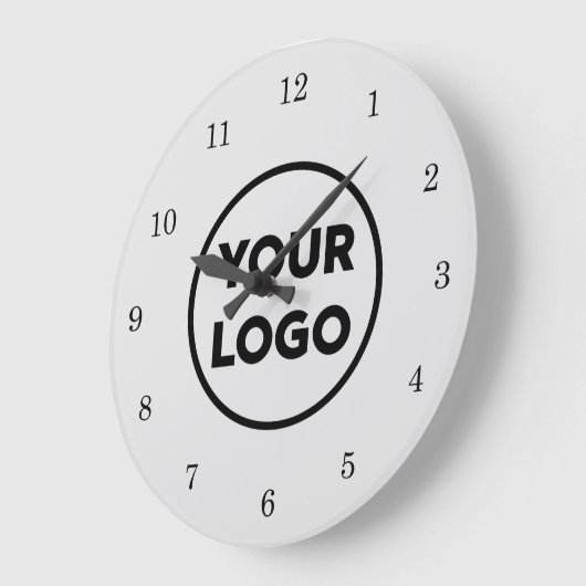 シックなカスタムビジネスロゴをグレーに ラージ壁時計 (傾斜)