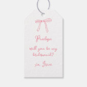 シックなカスタムピンクコケットボウブリデスメイド提案 ギフトタグ (正面)
