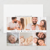 シックなカスタムフォトコラージュのグリッドベビーシャワー サンキューカード (正面/裏面)