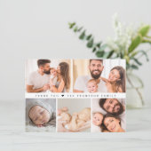 シックなカスタムフォトコラージュのグリッドベビーシャワー サンキューカード (スタンド正面)