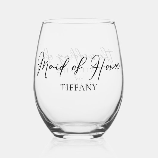 シックなカスタムメイド・オブ・オーナー(花嫁付き添い人)両側結婚型 ステムなしワイングラス (正面)