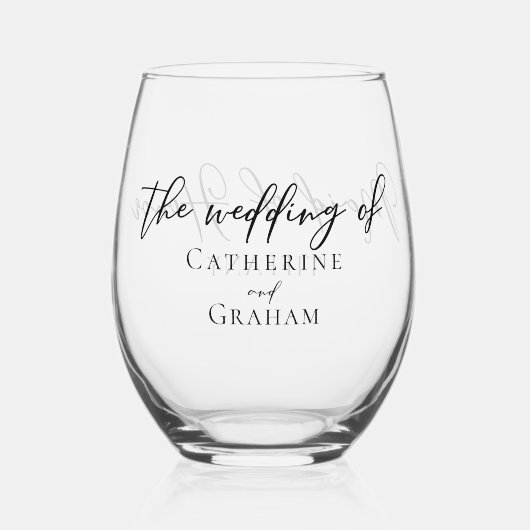 シックなカスタムメイド・オブ・オーナー(花嫁付き添い人)両側結婚型 ステムなしワイングラス (裏面)