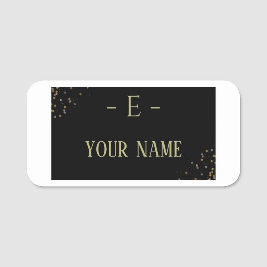 シックなカスタム金ゴールドブラックのモノグラーム 名札 (正面)