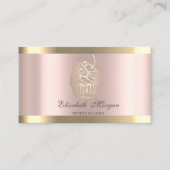 シックなカップケーキストライプ金ゴールドバラ金ゴールドベーカリー 名刺 (正面)