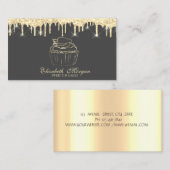 シックなカップケーキストロベリフェイク金ゴールドドリップベーカリー 名刺 (正面/裏面)