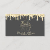 シックなカップケーキストロベリフェイク金ゴールドドリップベーカリー 名刺 (正面)