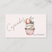 シックなカップケーキマカロンストライプの、スイーツ 名刺 (正面)